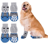 KUTKUT Anti-Slip Knit Dog Socks for Medium - Large Dogs | Traction Control Non-Slip Pet Paw Protectors with Grips for Big Dogs | Soft Comfortable Paw Protector - kutkutstyle