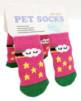 KUTKUT Anti-Slip New Born Puppy Socks with Cute Pattern | Pet Paw Protector Small Puppy Socks with 4 Pieces Adjustable Straps | Socks for Small Puppies, Kitten - kutkutstyle