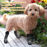KUTKUT Double Side Anti-Slip Dog Socks 4Pcs - Adjustable Pet Paw Protector with Strap, Traction Control Non-Skid for Indoor on Hardwood Floor Wear, Paw Protection for Small Medium Dogs - kutk