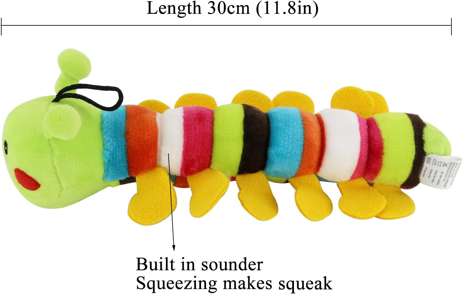 KUTKUT Dog Squeaky Toy Stuffed Caterpillar Pet Squeaky Toys Plush Chewing Squeaky Caterpillar Pet Toy for Dog/Cat - kutkutstyle