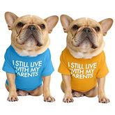 KUTKUT 2 Pcs Dog Breathable Stretchy Round Neck T-Shirt I Still Live with My Parents Pet Puppy Cats Dog Summer T-Shirts Soft Cotton Clothes | Pug, French Bulldog Dog Shirt - kutkutstyle