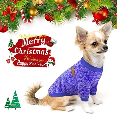 KUTKUT 2 Pcs Small Dog Cat Warm Pullover - Pet Dog Classic Knitwear Sweater Soft Thickening Warm Pup Dogs Shirt Winter Puppy Kitten Sweater for Maltese, Shihtzu, Papillon etc - kutkutstyle