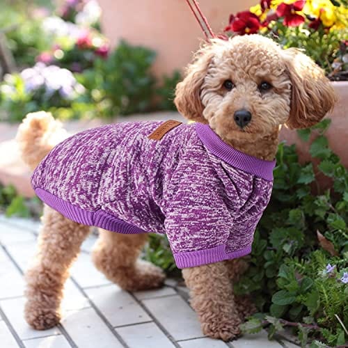 KUTKUT 2 Pieces Small Dog Warm Pullover - Pet Dog Classic Knitwear Sweater Soft Thickening Warm Pup Dogs Shirt Winter Puppy Kitten Sweater for Maltese, Shihtzu, Papillon etc - kutkutstyle
