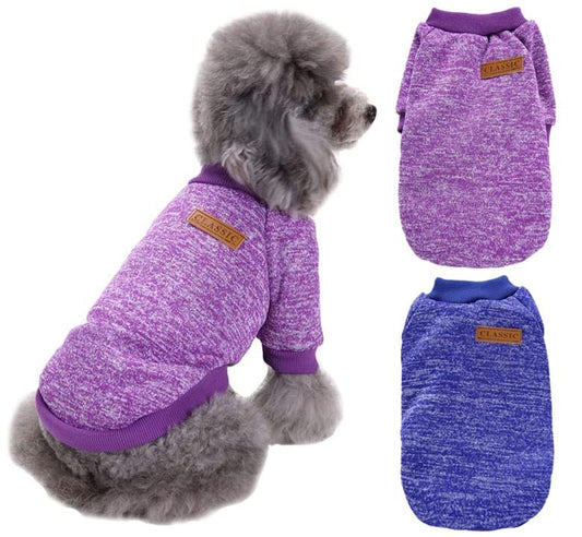 KUTKUT 2 Pieces Small Dog Warm Tshirt - Pet Dog Classic Knitwear Sweater Soft Thickening Warm Pup Dogs Shirt Winter Puppy Kitten Sweater for Maltese, Shihtzu, Papillon etc - kutkutstyle