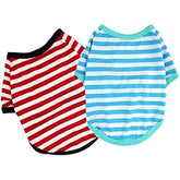 KUTKUT 2Pcs Pet Dog Cotton Striped Clothing, Puppy Vest T-Shirts Outfits for Dogs and Cat Apparel, Doggy Breathable Soft Shirts for Small Dogs Kitten Boy and Girl - kutkutstyle