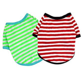 KUTKUT 2Pcs Small Dog Soft Cotton Striped Clothing, Puppy Vest T-Shirts Outfits for Dogs and Cat, Doggy Breathable Tshirts for Pet Dogs Boy and Girl - kutkutstyle