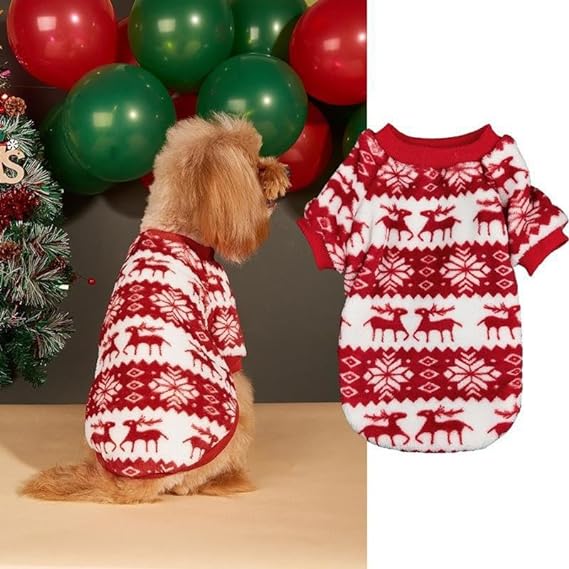 KUTKUT Combo of 2 Argyle Pattern Breathable Round Neck Flannel Fleece Pullover | Winter Shirt for Yorkie, Maltese, Mini Pom Small Dogs Puppy - kutkutstyle