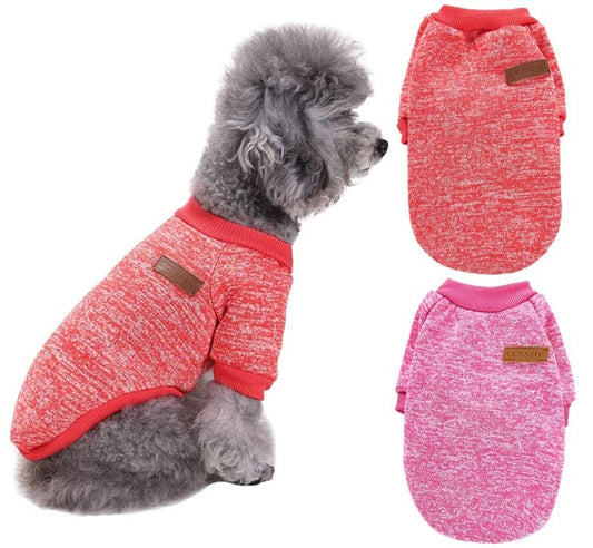 KUTKUT Combo of 2 Small Dog Warm Tshirt - Pet Dog Classic Knitwear Sweater Soft Thickening Warm Pup Dogs Shirt Winter Puppy Kitten Sweater for Maltese, ShihTzu, Papillon, Pekingese etc - kutk