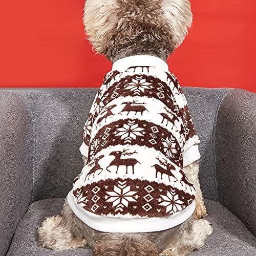 KUTKUT Combo of 2 Star & Argyle Pattern Breathable Round Neck Flannel Fleece Pullover | Winter Shirt for Yorkii, Maltese, Mini Pom Small Dogs Puppy - kutkutstyle