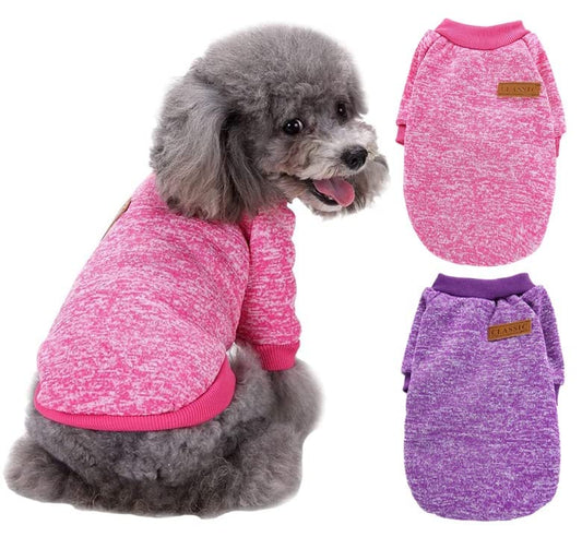 KUTKUT Combo of 2Pcs Small Dog Warm Tshirt - Pet Dog Classic Knitwear Sweater Soft Thickening Warm Pup Dogs Shirt Winter Puppy Kitten Sweater for Shihtzu, Bichon, Poodle etc - kutkutstyle