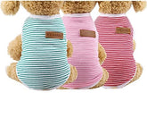 KUTKUT Combo of 3 Striped T-Shirt Puppy Clothes for Small Dogs, Cats Summer Cotton Vest Doggy Tank Top for Maltese, Bichon, Papillon, Pekingese, Shihtzu etc - kutkutstyle