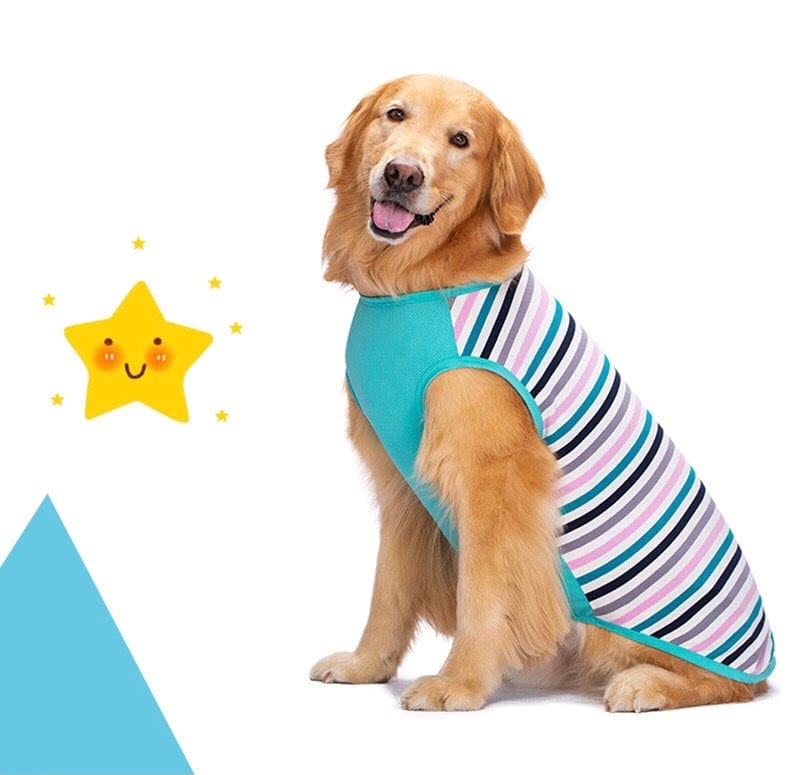 KUTKUT Cotton Striped Dog Shirts for Medium/Large Dogs | Breathable Stretchy Fashion Big Dogs Clothes for Beagle, Corgi, Husky, Labarador, Golden Retriver, Samoyed etc - kutkutstyle