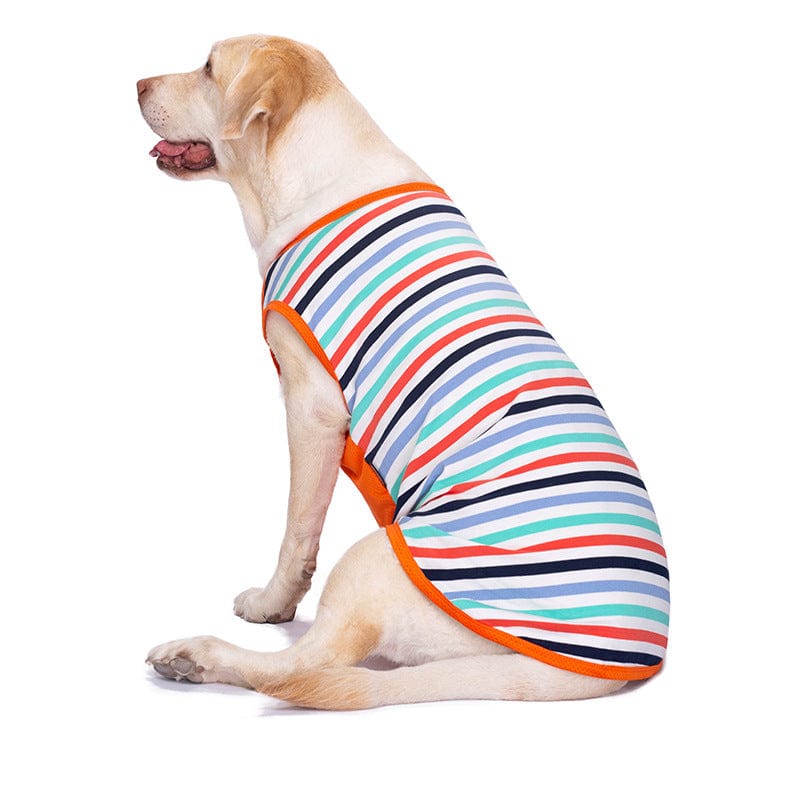 KUTKUT Cotton Striped T- Shirt for Medium/Large Dogs | Breathable Stretchy Fashion Big Dogs Clothes for Beagle, Corgi, Husky, Labarador, Golden Retriver, Samoyed etc - kutkutstyle