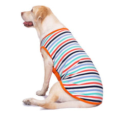 KUTKUT Cotton Striped T- Shirt for Medium/Large Dogs | Breathable Stretchy Fashion Big Dogs Clothes for Beagle, Corgi, Husky, Labarador, Golden Retriver, Samoyed etc - kutkutstyle