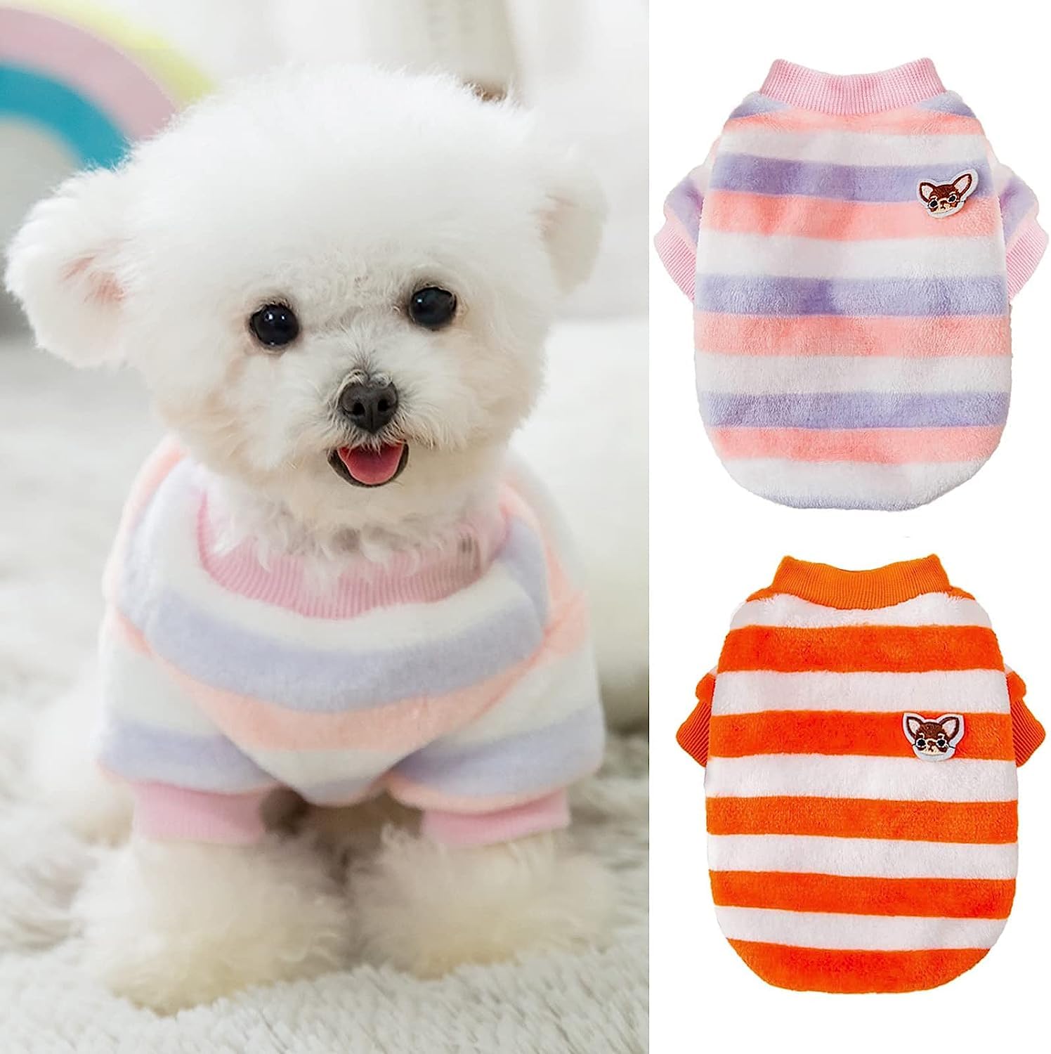 KUTKUT Pack of 2Pcs Dog Sweaters for Small Dogs Cats, Dog