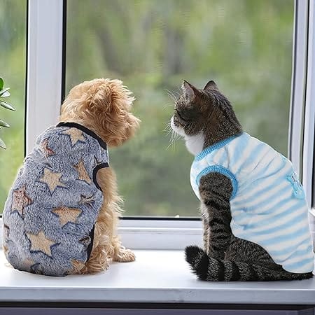 kutkutstyle T-Shirt KUTKUT Set of 2 Small Dog & Cat Tank Tops for Puppy Boy Girl | Winter Warm Cute Clothes Sweaters for Yorkie, Shih Tzu, Maltese Male Female
