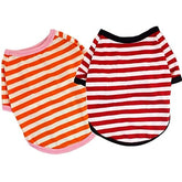 kutkutstyle T-Shirt KUTKUT Set of 2 Small Dog Cotton Striped Clothing, Puppy Vest T-Shirts Outfits for Dogs and Cat Apparel,Breathable Soft Shirts for Pet Dogs Kitten Boy and Girl