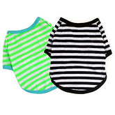 kutkutstyle T-Shirt KUTKUT Set of 2 Small Dog Soft Cotton Striped Clothing, Puppy Vest T-Shirts Outfits for Dogs and Cat, Breathable Soft Shirts for Pet Dogs Kitten Boy and Girl