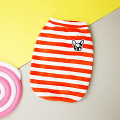 KUTKUT Velvet Fleece Dog Shirt|Stripes Pattern Button Closure Warm Sweatshirt for Small Dogs Cats Boy Girl|Winter Thermal Jammie Clothes for Puppy French Bulldog,Pug - kutkutstyle