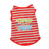 KUTKUT Striped Print T-Shirt for Small Dogs | Breathable Cotton Sleeveless Shirt for ShishTzu, Maltese, Toy Poodle etc (Size: L, Chest Girth 45cm, Back Length 35cm) - kutkutstyle