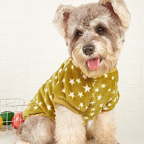 UTKUT Pack of 2 Pcs Star Argyle Pattern Breathable Round Neck Flannel Fleece Pullover | Winter Shirt for Yorkii, Maltese, Mini Pom Small Dogs Puppy - kutkutstyle