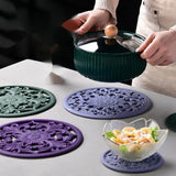 EZYHOME Set of 3 Silicone Trivet Mats,Multi-Use Intricately Carved Hot Pot Trivets for Hot Dishes, Kitchen Mats, Table Mats,Flexible Durable Non Slip & Heat Resistant Kitchen Hot Pads Coaster