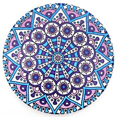 EZYHOME Set of 8 Mandala Flower Ceramic Coaster, Drink Coaster Round Cup Mat Pad Set Mug Coaster with Non-Slip Cork Base and Holder for Cups, Mug, Wine Glass, Home, Kitchen and Bar set of 8 p