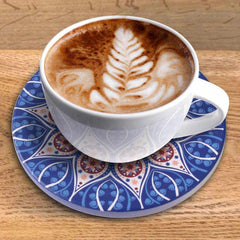 EZYHOME Set of 8 Mandala Flower Ceramic Coaster, Drink Coaster Round Cup Mat Pad Set Mug Coaster with Non-Slip Cork Base and Holder for Cups, Mug, Wine Glass, Home, Kitchen and Bar set of 8 p