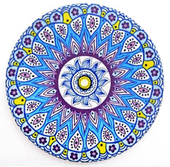 EZYHOME Set of 8 Mandala Flower Ceramic Coaster, Drink Coaster Round Cup Mat Pad Set Mug Coaster with Non-Slip Cork Base and Holder for Cups, Mug, Wine Glass, Home, Kitchen and Bar set of 8 p