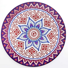 EZYHOME Set of 8 Mandala Flower Ceramic Coaster, Drink Coaster Round Cup Mat Pad Set Mug Coaster with Non-Slip Cork Base and Holder for Cups, Mug, Wine Glass, Home, Kitchen and Bar set of 8 p