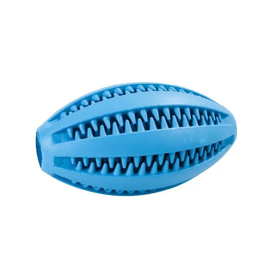 KUTKUT Best Dog Natural Rubber Teething Toy Rugby Ball Durable Dog IQ Puzzle Chew Toys for Medium & Large Dog Teeth Cleaning/Chewing/Playing -11cm - kutkutstyle
