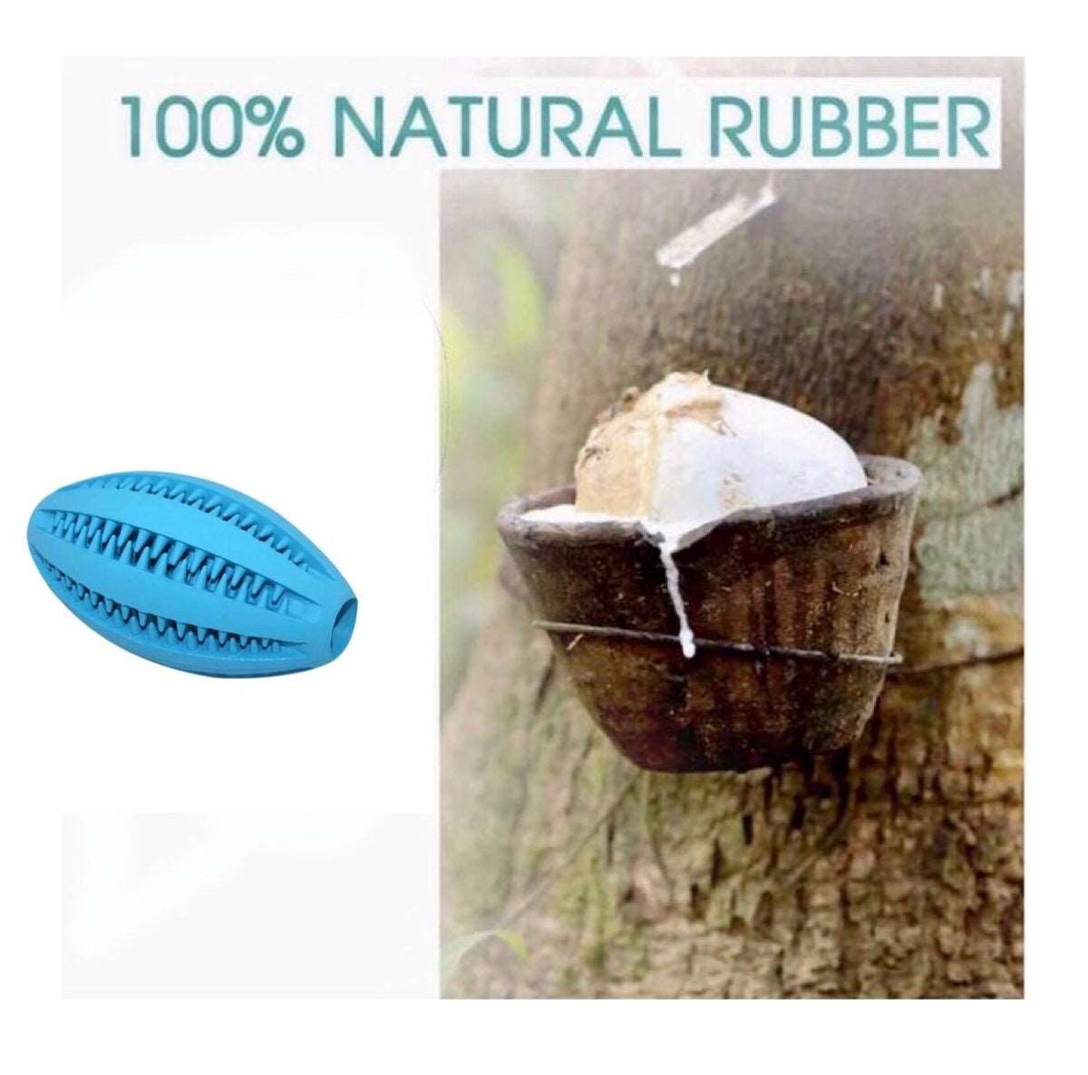 KUTKUT Best Dog Natural Rubber Teething Toy Rugby Ball Durable Dog IQ Puzzle Chew Toys for Medium & Large Dog Teeth Cleaning/Chewing/Playing -11cm - kutkutstyle