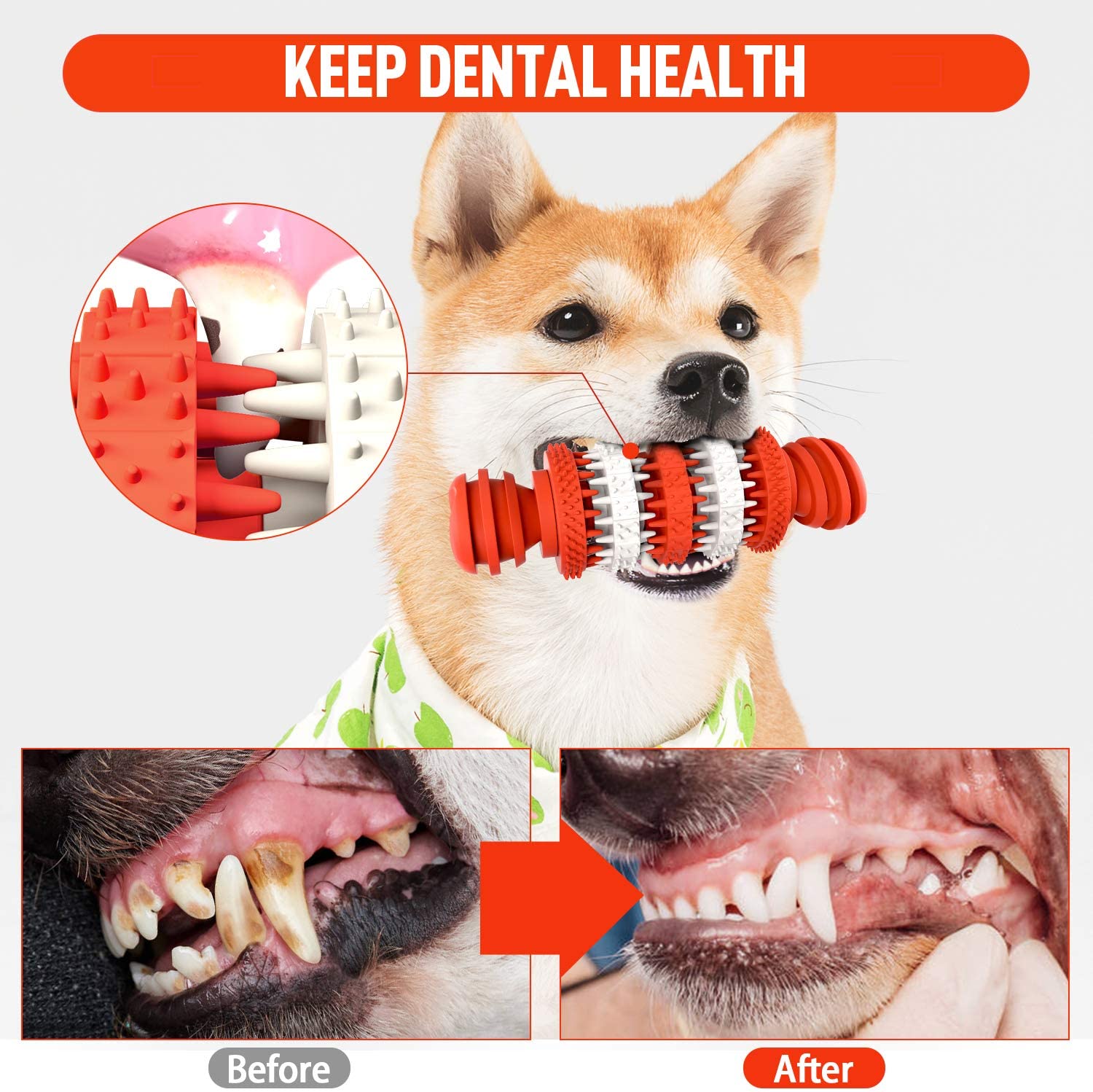 KUTKUT Chew Toy for Dogs Natural Rubber Bone Tooth Cleaning Toy Non-Toxic Rubber Bite Resistant for Medium and Large Dog Teeth Cleaning/Chewing/Playing/Treat Dispensing (Bone) - kutkutstyle