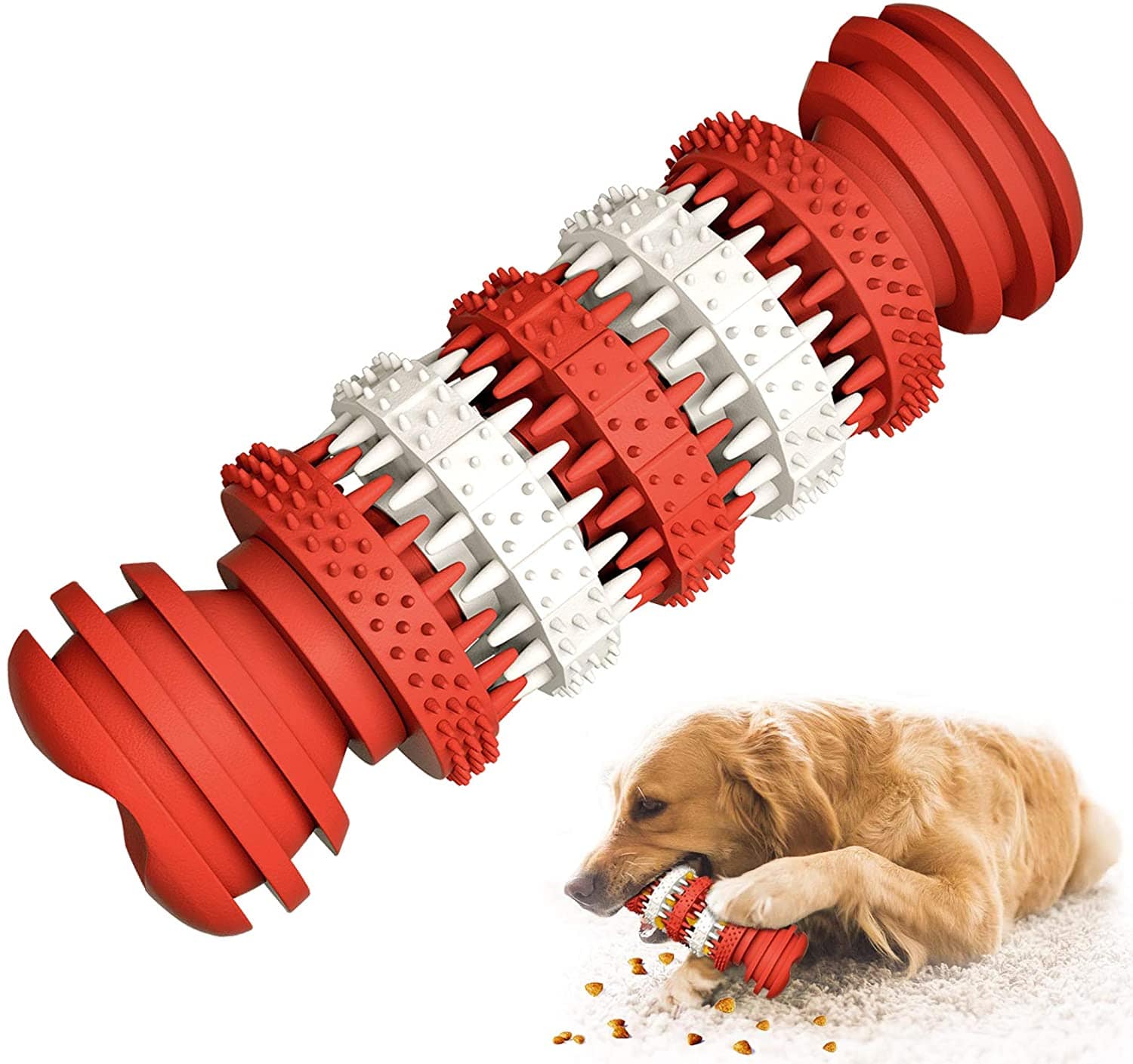 KUTKUT Chew Toy for Dogs Natural Rubber Bone Tooth Cleaning Toy Non-To