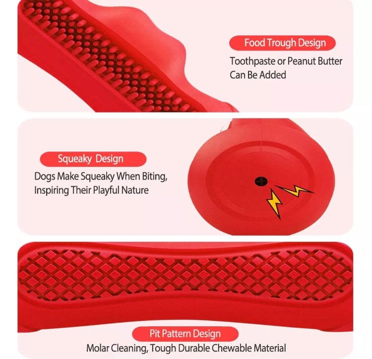 KUTKUT Dog Interactive Squeaky Chew Toys for Aggressive Chewers | Dog Teeth Cleaning Toy Safe Natural Rubber Dog Toothbrush for Medium and Large Breed Dogs, Unique Crocodile Head Design - kut