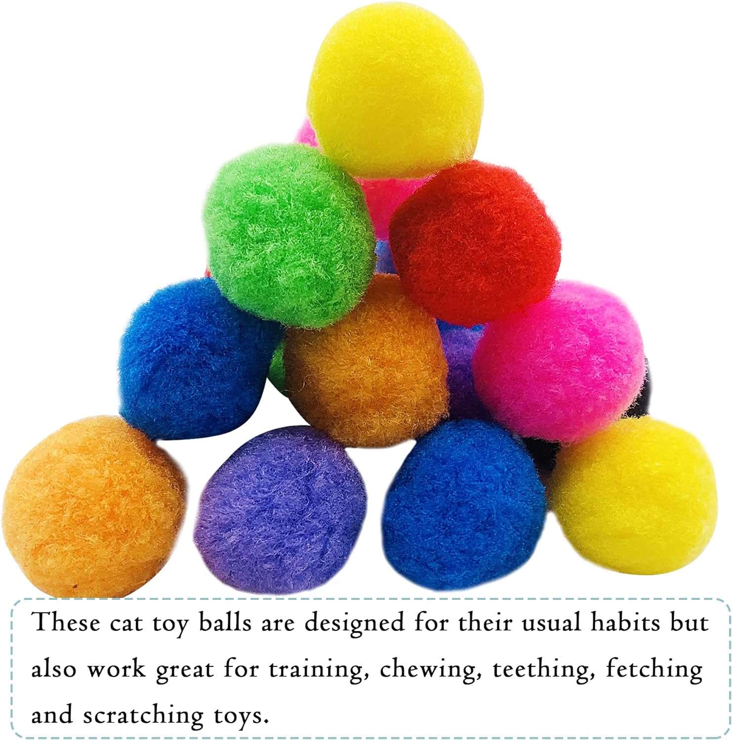 KUTKUT 40Pcs 3.8cm Cat Toy Balls,Soft Kitten Pompon Toys Indoor Cats Interactive Playing Quiet Ball,Cats Favorite Toy Plush Toy Balls for Kitten Training & Play Fuzzy & Soft Lightweight Cat T