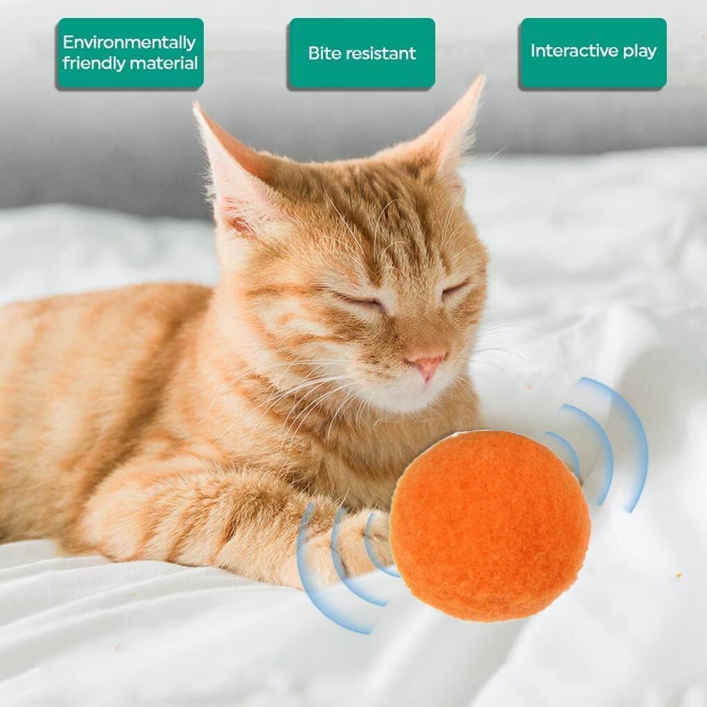 KUTKUT 40Pcs 3.8cm Cat Toy Balls,Soft Kitten Pompon Toys Indoor Cats Interactive Playing Quiet Ball,Cats Favorite Toy Plush Toy Balls for Kitten Training & Play Fuzzy & Soft Lightweight Cat T
