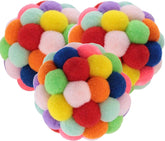KUTKUT 5Pcs (4.5cm) Cat Toy Balls with Bell - Round Colorful Cat Ball Toy Built-in Bell Interactive Cat Ball Toy Soft Pompom Balls for Indoor Cats Kitten - kutkutstyle