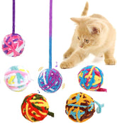 KUTKUT 6Pcs Cat Yarn Ball Toys-Colorful Woolen Thread Balls Built-in Bell, Furry Rattle Ball for Kitty & Kitten Training Indoor Play, Pet Cat Interactive Chasing Chewing Molar Cotton Thread B