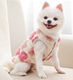 KUTKUT Small Dog Cat Flower Sleeveless Winter Vest Soft Warm Coral Fleece Double Layer Cozy Soft Button Open Sweater Small Doggie Outfit for Maltese, ToyPoodle, Toypom (Pink Floral)