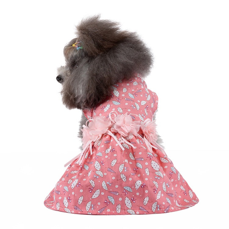 KUTKUT Small Breed Dog Cat Girl Dress- Umbrellas Print Small Dog Dress Puppy Dress Dog Apparel Dog Cloth for Shihtzu, ToyPoodle, Lhasa Apso etc