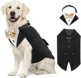 KUTKUT Dog Tuxedo, Detailed Dog Tuxedo for Small Dogs with Exquisite Stitching, Stylish Dog Wedding Bandana Set for Wedding, Festival, Birthday etc (Black)