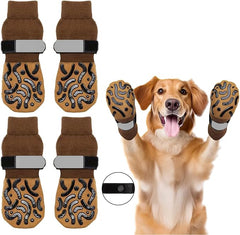 KUTKUT 4Pcs Non Slip Dog Socks with Grippers Prevent from Licking Paws, Anti-Slip Large Dogs Grip Socks for Senior Dogs on Hardwood Floor