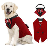 KUTKUT Dog Tuxedo, Detailed Dog Tuxedo for Small Dogs with Exquisite Stitching, Stylish Dog Wedding Bandana Set for Wedding, Festival, Birthday etc (Red)