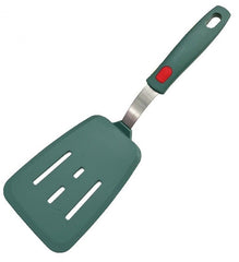 EZYHOME 600°F Heat Resistant Silicon Slotted Turner - Non Stick, Non Scratch Thin Spatula Reinforced Stainless Steel Core - BPA Free & Dishwasher Safe Kitchen Utensil (Green)