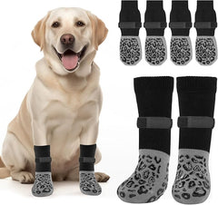KUTKUT 4Pcs Dog Socks to Prevent Licking Paws, Dog Socks for Hardwood Floors Anti Slip for Traction Control, Dog Grippy Socks for Senior Dog Small Medium Large Dogs on Tile Floors