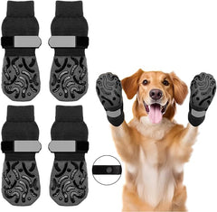 KUTKUT 4Pcs Non Slip Dog Socks to Prevent Licking Paws, Strong Traction for Hardwood Floors, Senior Dogs, Paw Protector, Prevent Scratching, Double Sides Anti Slip Dog Socks