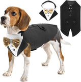 KUTKUT Dog Tuxedo, Detailed Dog Tuxedo for Small Dogs with Exquisite Stitching, Stylish Dog Wedding Bandana Set for Wedding, Festival, Birthday etc (Black)