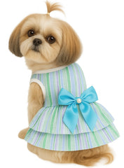 KUTKUT Dress for Small Dog Puppy Clothes Female Princess Tutu Striped Skirt Summer Frock for ShihTzu, Papillon etc Cat Pet Apparel Outfits