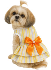 KUTKUT 2Pcs Dog Dress for Small Puppy Kitten Girls, Pet Princess Bowknot Dress Cute Doggie Summer Outfits Clothes For Chiuhuahua, Yorkshire etc
